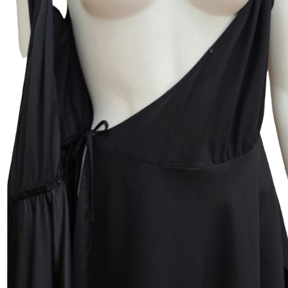 GUESS by MARCIANO Black Asymmetrical Wrap Dress Size M Goth Punk Y2K Bodycon Alt - Picture 9 of 16